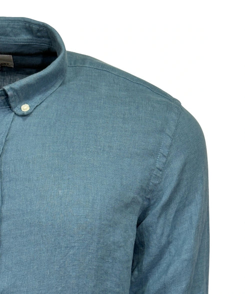 chemise bleu Canard en pure lin organique classic fit